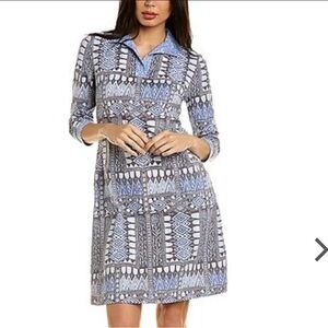 J. McLaughlin Blue and Gray Geometric Mini Dress